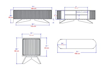 Andifli TV-Bord 180x60 cm - Antracit - Møbler - TV borde & mediemøbler - TV-borde