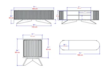 Andifli TV-Bord 180x60 cm - Antracit - Møbler - TV borde & mediemøbler - TV-borde