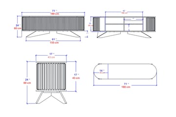 Andifli TV-Bord 180x60 cm - Blå - Møbler - TV borde & mediemøbler - TV-borde