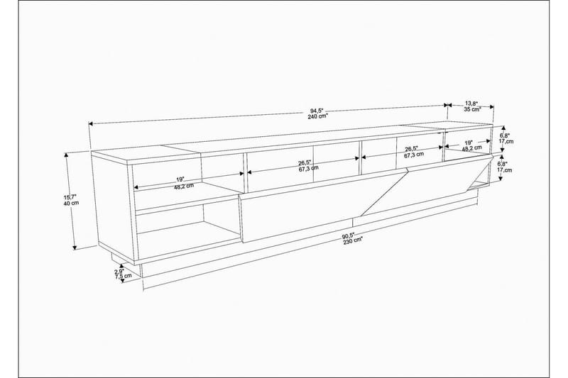 Andifli TV-Bord 240x47,4 cm - Antracit - TV-borde