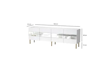 Arioch Gulvstående TV-bænk 180 cm med Opbevaring i Malet Træ - Hvid - Møbler - TV borde & mediemøbler - TV-borde
