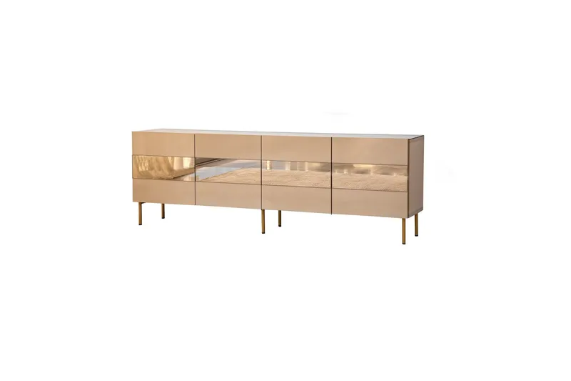 Arioch Gulvstående Tv-bord 180 cm med Opbevaring i Mørkt Træ - Champagne - Møbler - TV borde & mediemøbler - TV-borde