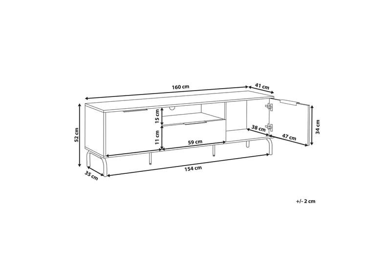 Arkley TV-bord 160x41 cm - Sort/Lysebrun - TV-borde