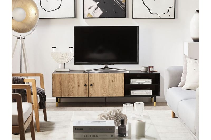 Assaria TV-bord 150x40 cm - Sort/Lyst Træ - Møbler - TV borde & mediemøbler - TV-borde