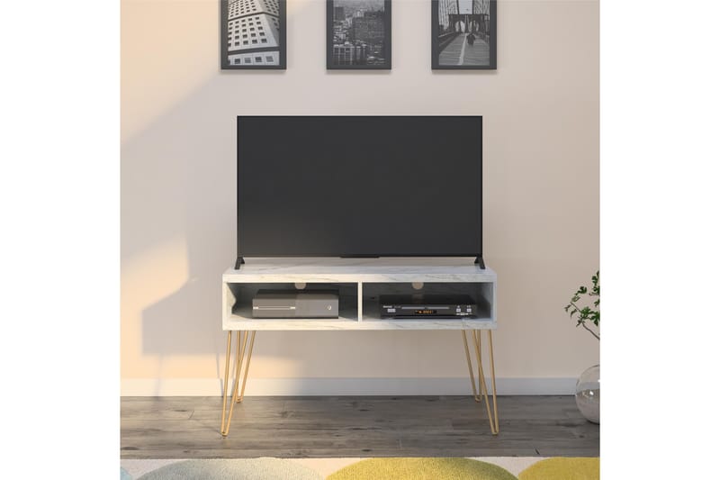 Athena TV-Bord 107x50 cm Hvid/Marmormønster - Novogratz - TV-borde