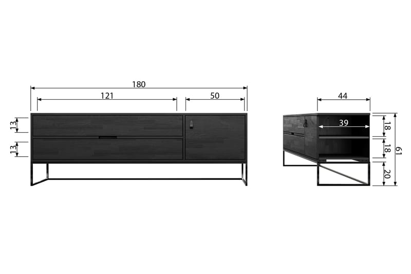 Atila TV-Bord 180 cm - Sort Eg - Møbler - TV borde & mediemøbler - TV-borde