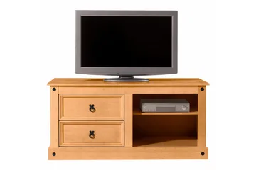 Ayala Gulvstående TV-bord 120 cm med Opbevaring i Fyrretræslook - Brun - Møbler - TV borde & mediemøbler - TV-borde