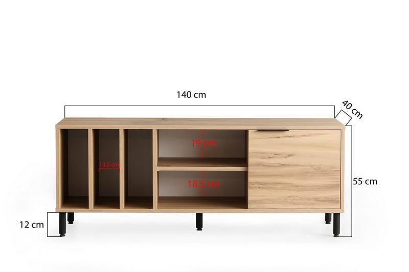 Ayleen TV-Bord 140 cm - Natur - Møbler - TV borde & mediemøbler - TV-borde