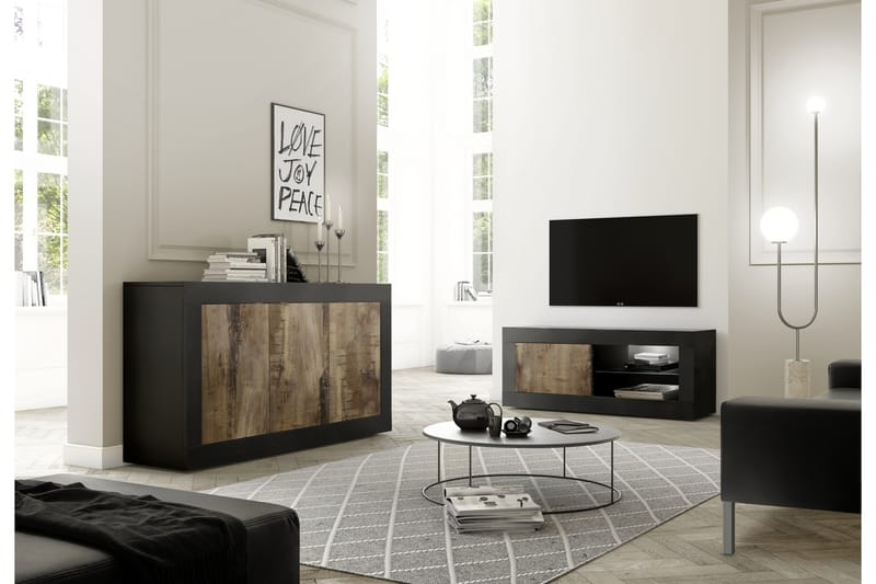 Basic TV-Bord bænk 43x140 Natur/ Sort - Lc Spa - Møbler - TV borde & mediemøbler - TV-borde