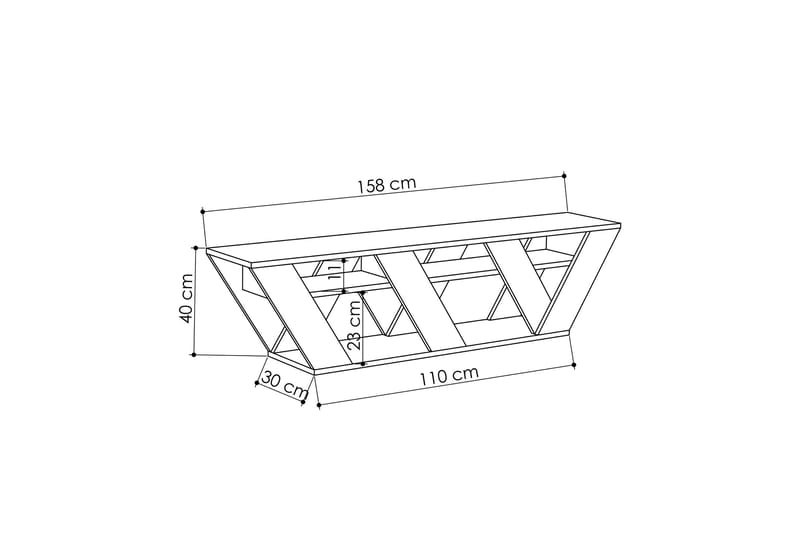 Bodsjö Fritstående Tv-bord 158 cm med Opbevaring i Malet Træ - Antracit - Møbler - TV borde & mediemøbler - TV-borde
