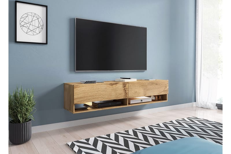 Brya TV-Bord 140 cm LED-belysning - Beige/Hvid - Møbler - TV borde & mediemøbler - TV-borde