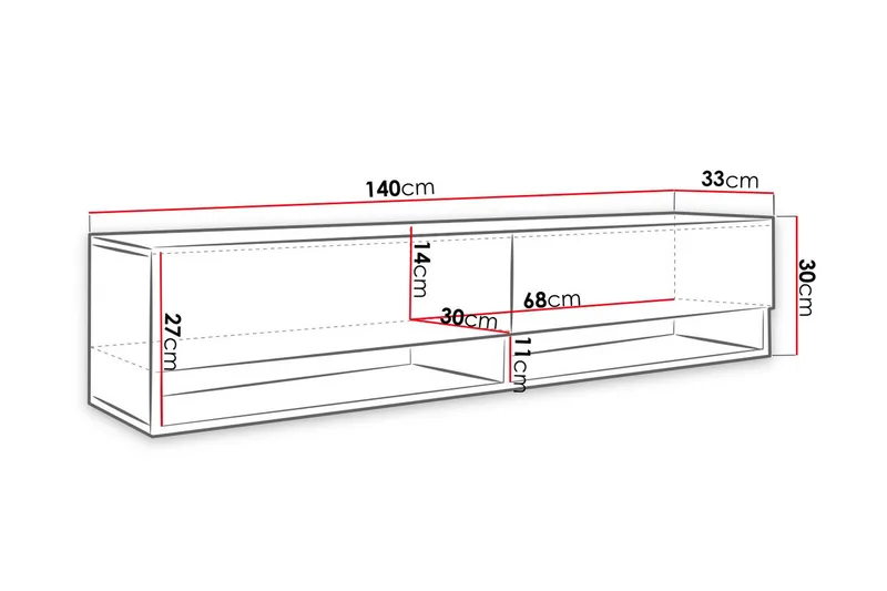 Brya TV-Bord 140 cm LED-belysning - Beige/Hvid - M øbler - TV borde & mediemøbler - TV-borde