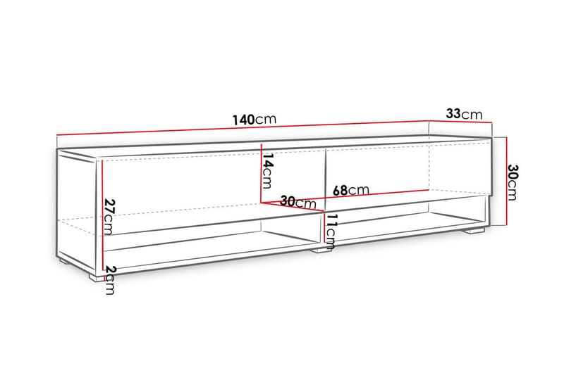 Brya TV-Bord 140x31x30 cm - Beige/Hvid - Møbler - TV borde & mediemøbler - TV-borde