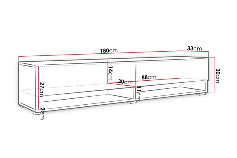 Brya TV-Bord 180x32x30 cm - Træ/Natur - Møbler - TV borde & mediemøbler - TV-skab
