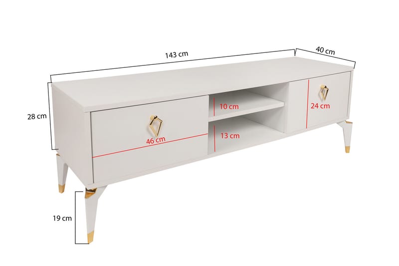 Buvillage TV-bord 143 cm - Hvid - TV-borde