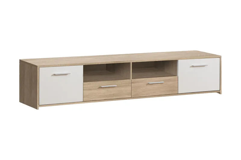 Cadgwith Fritstående Tv-bord 182 cm med Opbevaring i Mørkt Træ, Beige