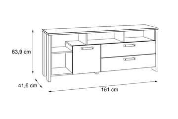 Cadle Gulvstående TV-bord 161 cm med Opbevaring i Mørkt Træ - Brun - Møbler - TV borde & mediemøbler - TV-borde