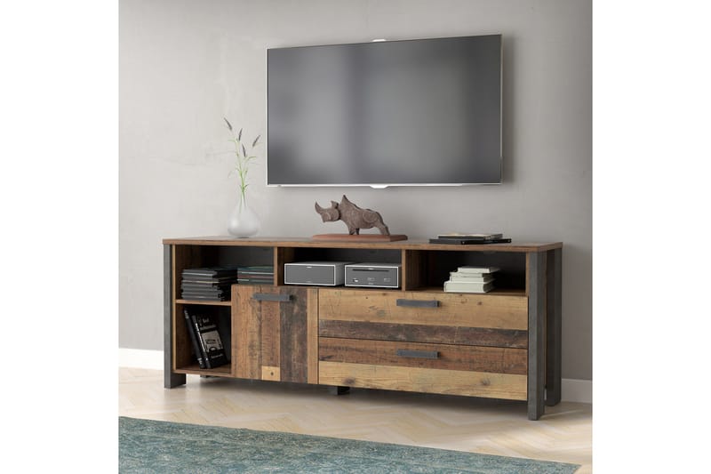 Cadle Gulvstående TV-bord 161 cm med Opbevaring i Mørkt Træ - Brun - Møbler - TV borde & mediemøbler - TV-borde