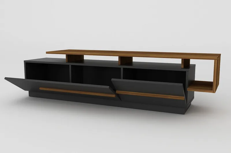 Campora TV-bord 180 cm - Sort/Mørkebrun - Møbler - TV borde & mediemøbler - TV-borde