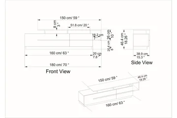 Campora TV-bord 180 cm - Sort/Mørkebrun - Møbler - TV borde & mediemøbler - TV-borde