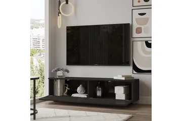 Caswell Gulvstående Tv-bænk 140 cm med Opbevaring i Malet Træ - Sort - Møbler - TV borde & mediemøbler - TV-borde