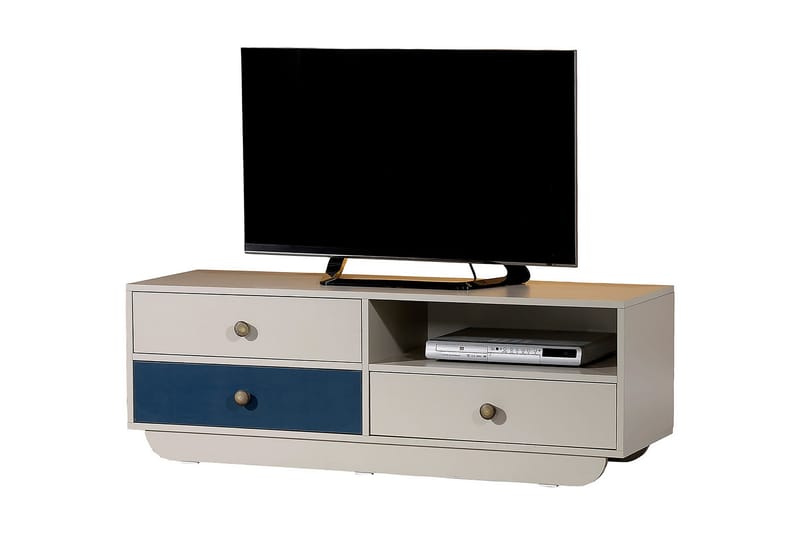 Cazablanca TV-Bord 140 cm - Hvid/Blå - TV-borde