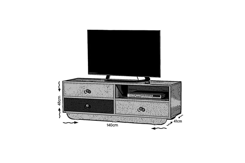 Cazablanca TV-Bord 140 cm - Hvid/Blå - TV-borde