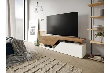 Ceelias Gulvstående TV-bænk med Opbevaring 160 cm i Malet Træ - Hvid|Beige - Møbler - TV borde & mediemøbler - TV-borde