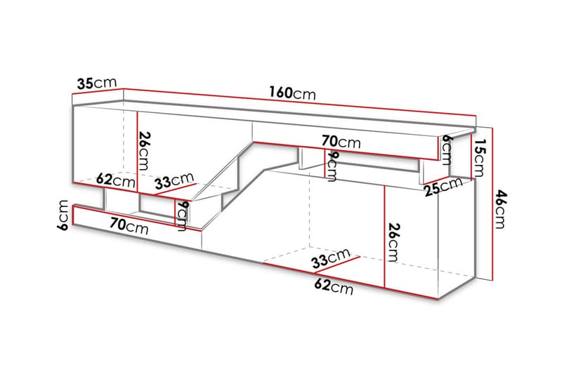Ceelias TV-Bord 160 cm - Natur/hvid - Møbler - TV borde & mediemøbler - TV-borde