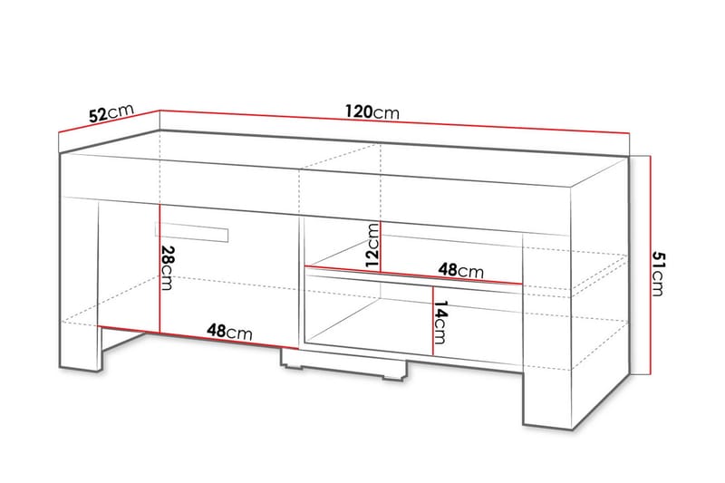 Cezar Gulvstående TV-bænk 120 cm med Opbevaring i Eg - Beige - Møbler - TV borde & mediemøbler - TV-borde