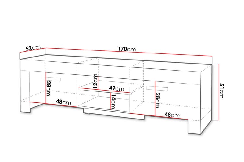 Cezar Gulvstående Tv-bænk 170 cm med Opbevaring i Eg - Beige - Møbler - TV borde & mediemøbler - TV-borde