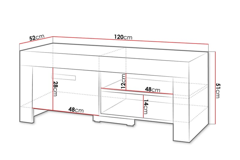 Cezar TV-bord 120x52x51 cm - Beige/Grå - Møbler - TV borde & mediemøbler - TV-borde