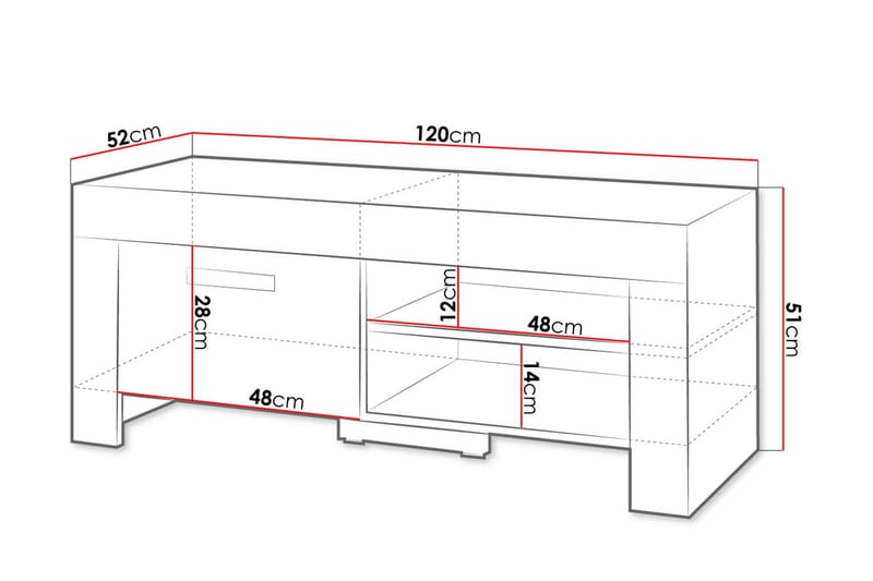 Cezar TV-bord 120x52x51 cm - Beige/Grå - TV-borde