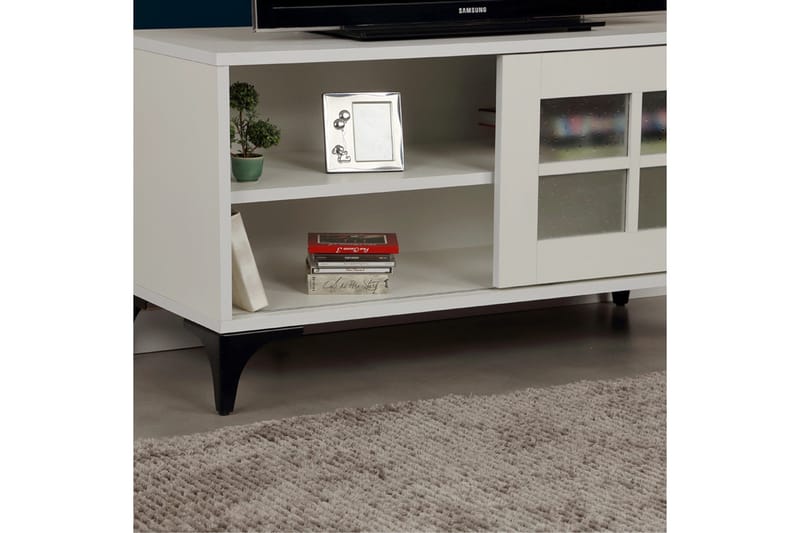 Comfortale Gulvstående TV-Bænk 100 cm med Opbevaring i Malet Træ - Hvid - Møbler - TV borde & mediemøbler - TV-borde