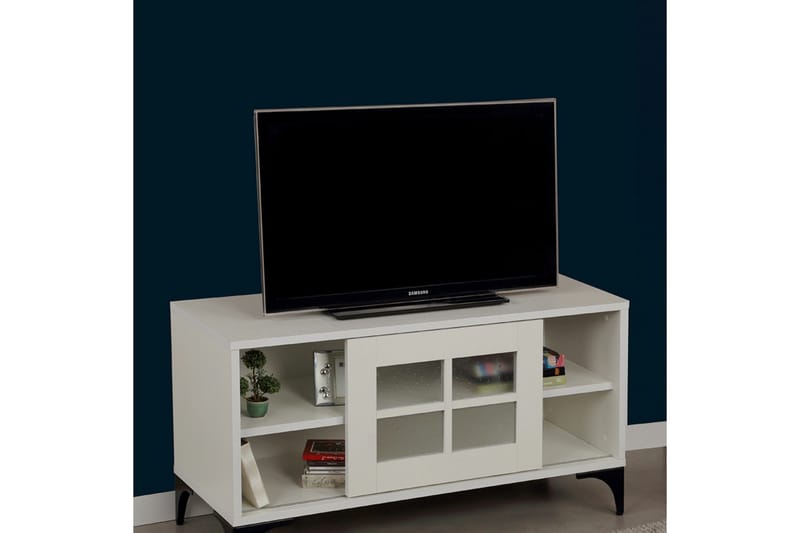 Comfortale Gulvstående TV-Bænk 100 cm med Opbevaring i Malet Træ - Hvid - Møbler - TV borde & mediemøbler - TV-borde