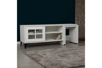 Comfortale Gulvstående Tv-bord med Hjul 150 cm med Opbevaring i Malet Træ - Hvid - Møbler - TV borde & mediemøbler - TV-borde