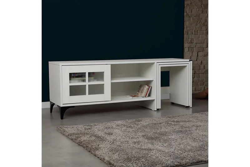 Comfortale Gulvstående Tv-bord med Hjul 150 cm med Opbevaring i Malet Træ - Hvid - Møbler - TV borde & mediemøbler - TV-borde