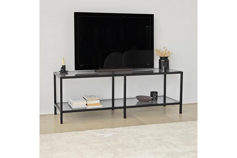 Condurso Fritstående Tv-bord 130 cm i Metal og Glas - Røggrå - Møbler - TV borde & mediemøbler - TV-borde