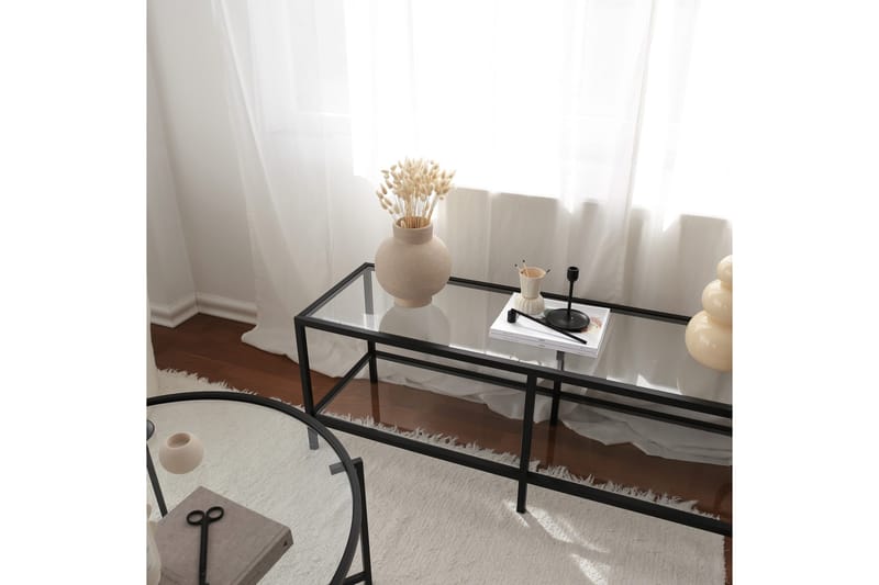 Condurso Fritstående Tv-bord 130 cm med Opbevaring i Glas og Metal - Sort - Møbler - TV borde & mediemøbler - TV-borde