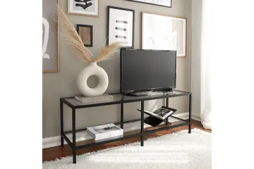 Condurso Fritstående Tv-bord 130 cm med Opbevaring i Glas og Metal - Sort - Møbler - TV borde & mediemøbler - TV-borde
