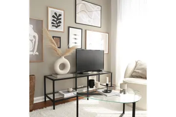 Condurso Fritstående Tv-bord 130 cm med Opbevaring i Glas og Metal - Sort - Møbler - TV borde & mediemøbler - TV-borde