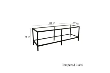 Condurso Fritstående Tv-bord 130 cm med Opbevaring i Glas og Metal - Sort - Møbler - TV borde & mediemøbler - TV-borde
