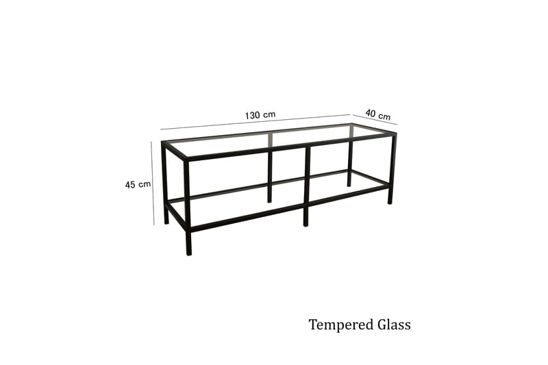 Condurso Fritstående Tv-bord 130 cm med Opbevaring i Glas og Metal - Sort - Møbler - TV borde & mediemøbler - TV-borde