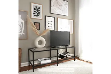 Condurso Fritstående Tv-bord 130 cm med Opbevaring i Glas og Metal - Sort - Møbler - TV borde & mediemøbler - TV-borde