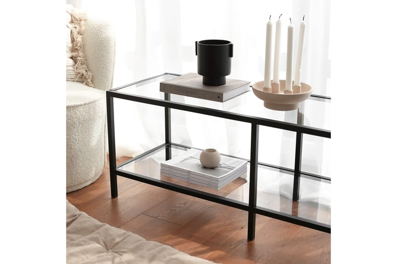 Condurso Fritstående Tv-bord 130 cm med Opbevaring i Glas og Metal - Sort - Møbler - TV borde & mediemøbler - TV-borde