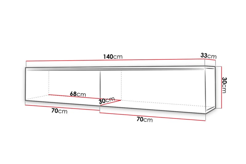 Cuguen TV-Bord 140 cm LED -belysning - Grå/Hvid - TV-borde