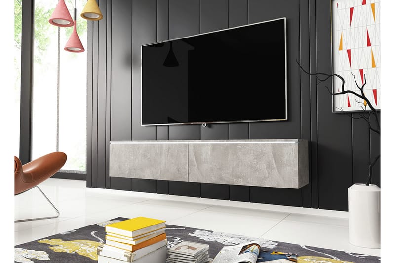 Cuguen TV-Bord 140 cm LED -belysning - Grå/Hvid - Møbler - TV borde & mediemøbler - TV-borde