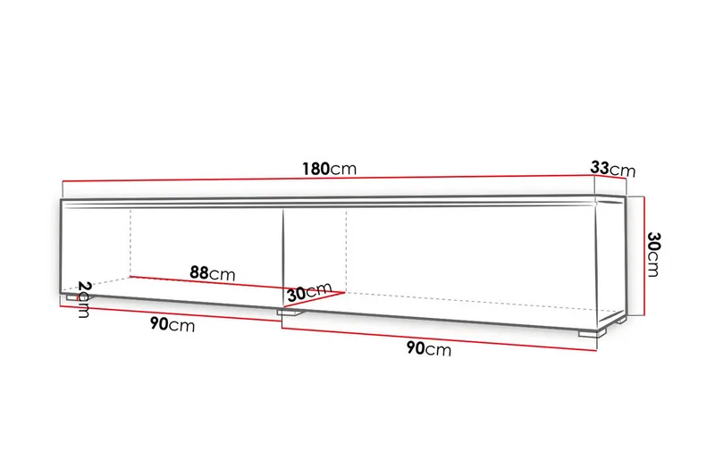 Cuguen TV-Bord 180 cm - Hvid/Grå - Møbler - TV borde & mediemøbler - TV-borde