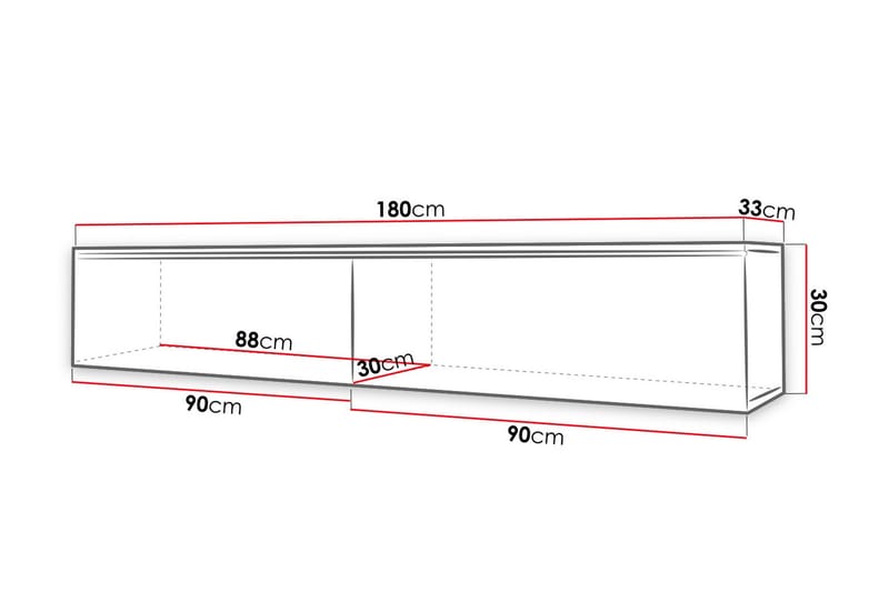 Cuguen TV-Bord 180x32x30 cm - Grå/Hvid - Møbler - TV borde & mediemøbler - TV-borde