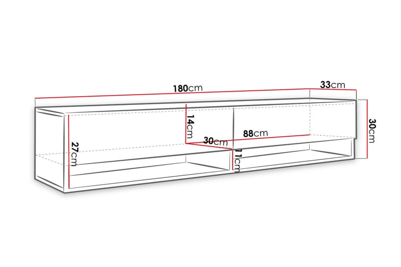 Cuguen Tv-skab 180 cm - Natur - TV-borde